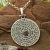 Medalion de argint pentru femei cu granat "Roata cu cele 72 de nume ale lui Dumnezeu"